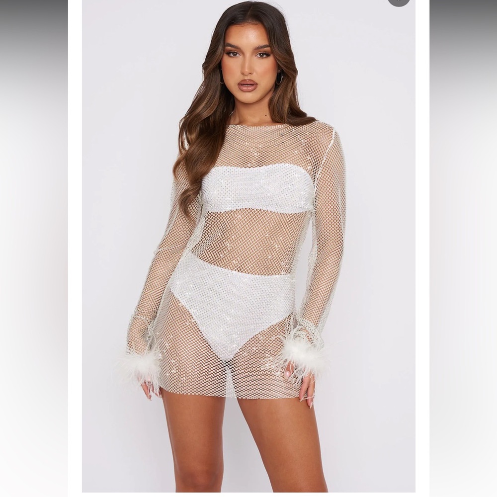 White Fox Boutique Disco Inferno Long Sleeve Mini Dress - White